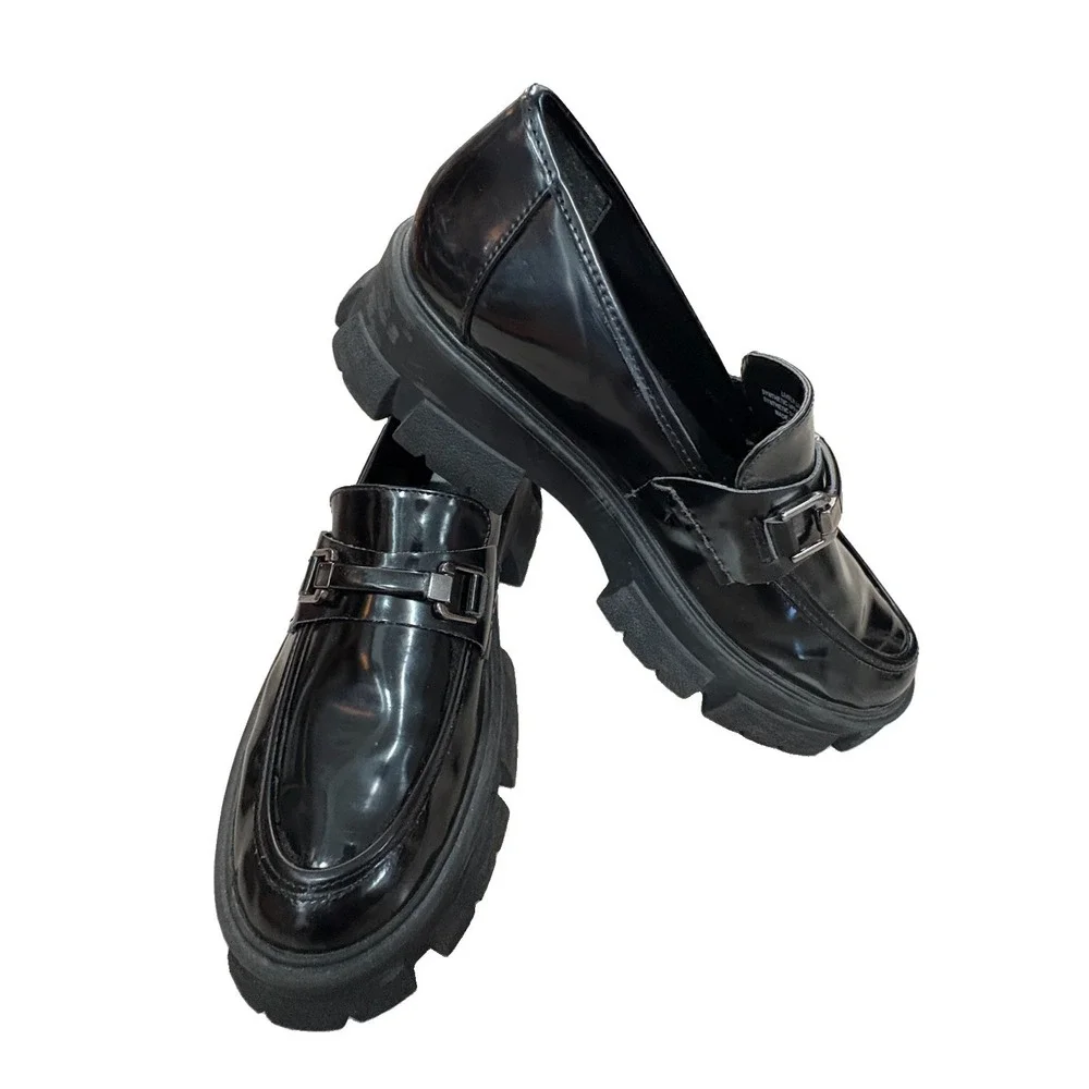 Vintage Y2K Steve Madden Black Patent Mary Jane Chunky Platform Heel Women 10-11